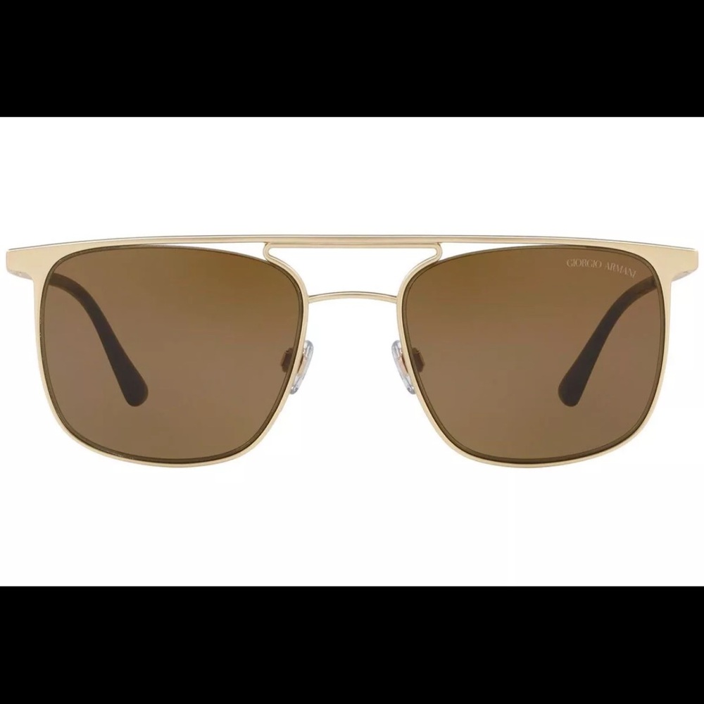 Giorgio Armani Men Pilot Rectangle Mate Gold Frame Brown Lenses Made in Italy